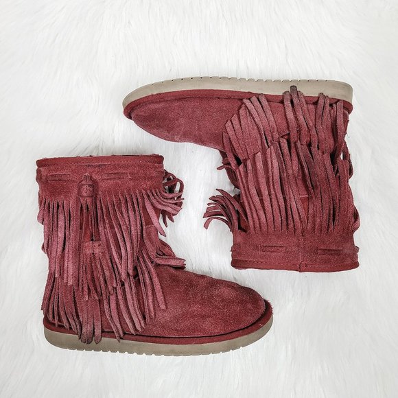 Koolaburra By Ugg Suede Tiered fringe Boots - Picture 2 of 13